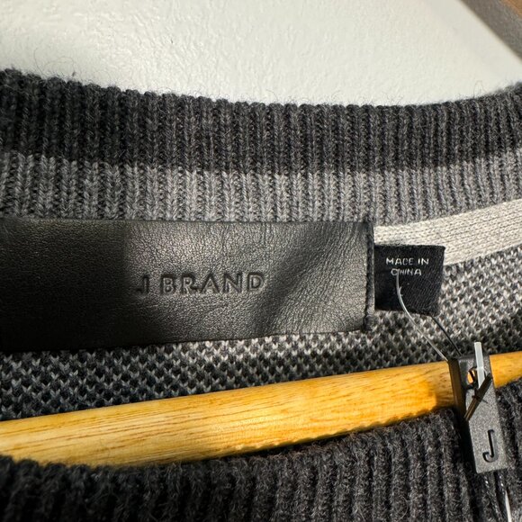 NWT J BRAND Geometric Patterned Crew Neck Knit Sweater Coal L Unisex - Picture 5 of 5